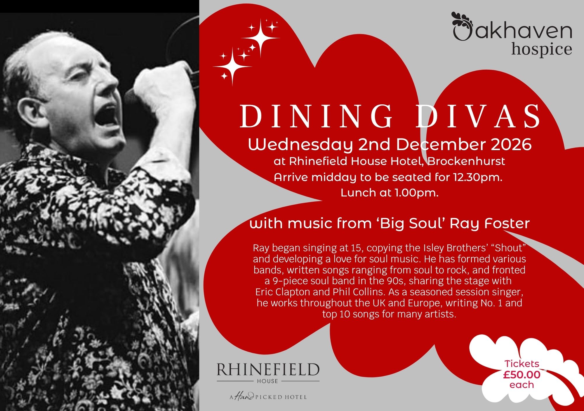man singing into microphone. Christmas event