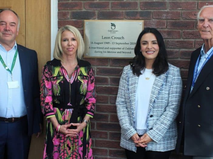 Leon Crouch's plaque unveiling with his daughters Hannah and Louise